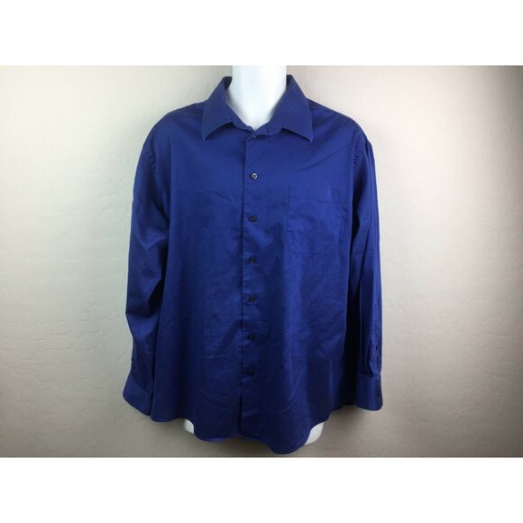 Kenneth Cole Reaction Mens Slim Fit Blue Button Shirt Size 2XL 18 34/35 - Picture 2 of 8